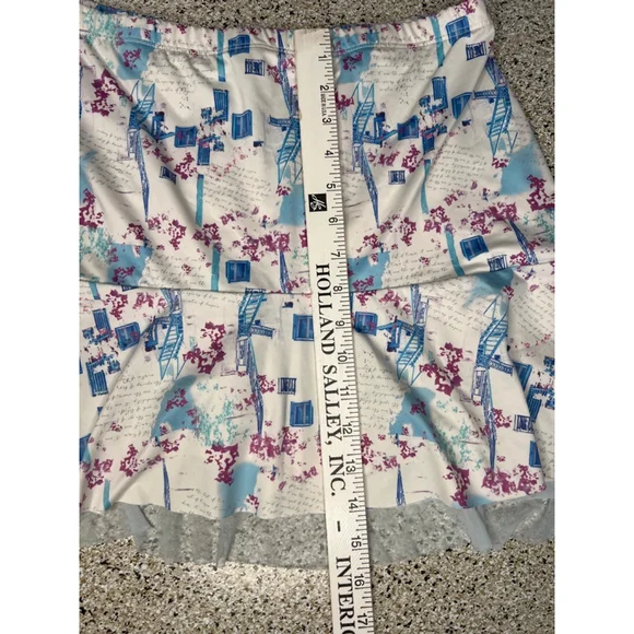 Denise Cronwall White Blue Abstract Floral Golf Skort Size Large - Picture 4 of 6
